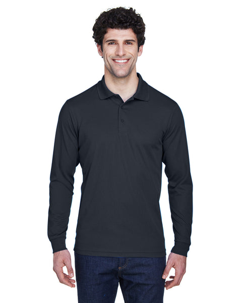 Core 365 88192T - Polo piqué de manga larga para hombre con alto rendimiento Pinnacle