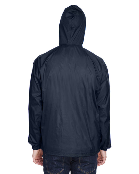 UltraClub 8925 Adult Quarter-Zip Hooded Pullover Pack-Away Jacket