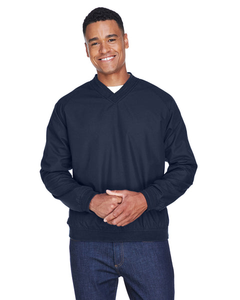 UltraClub 8926 Adult Long-Sleeve Microfiber Crossover V-Neck Wind Shirt