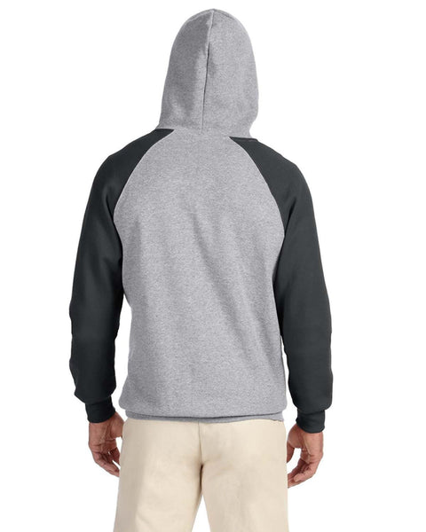 Jerzees 96CR Adult NuBlend Colorblock Raglan Pullover Hooded Sweatshirt