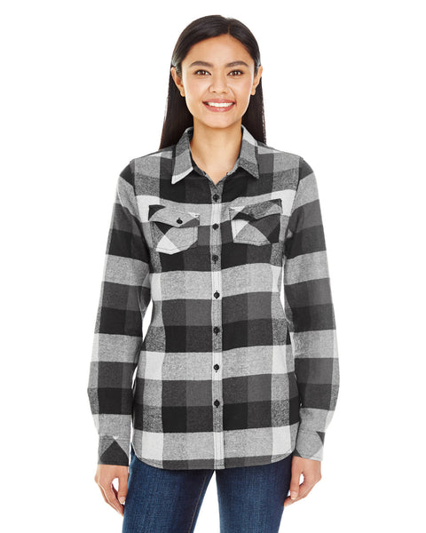 Burnside B5210 Camisa Boyfriend de franela a cuadros para mujer