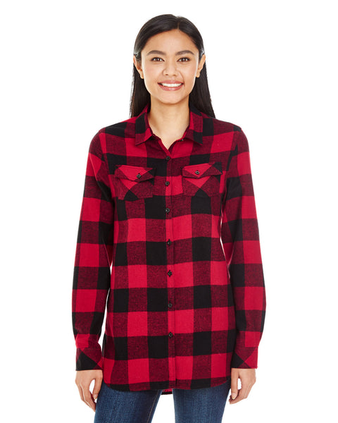 Burnside B5210 Camisa Boyfriend de franela a cuadros para mujer