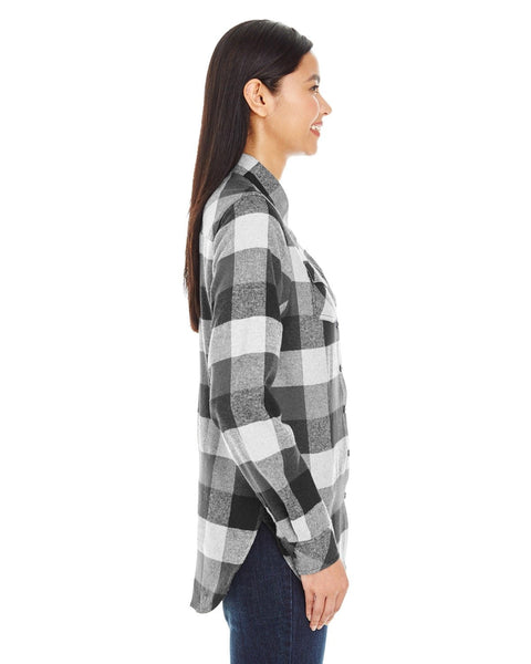 Burnside B5210 Camisa Boyfriend de franela a cuadros para mujer