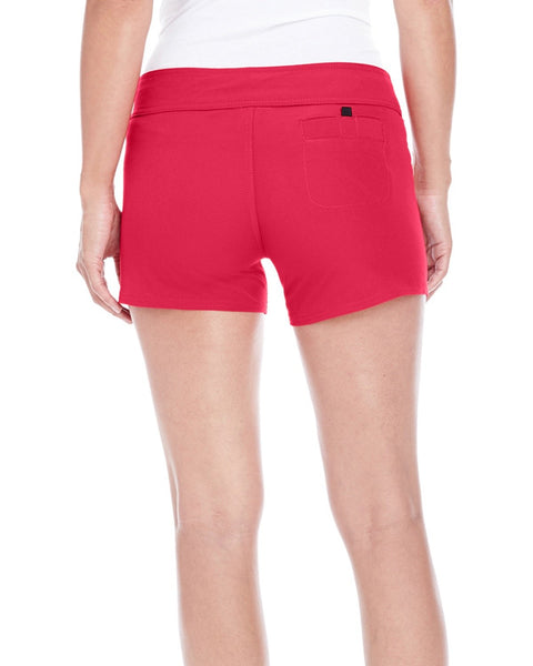 Burnside B5371 Short de playa elástico Dobby para mujer