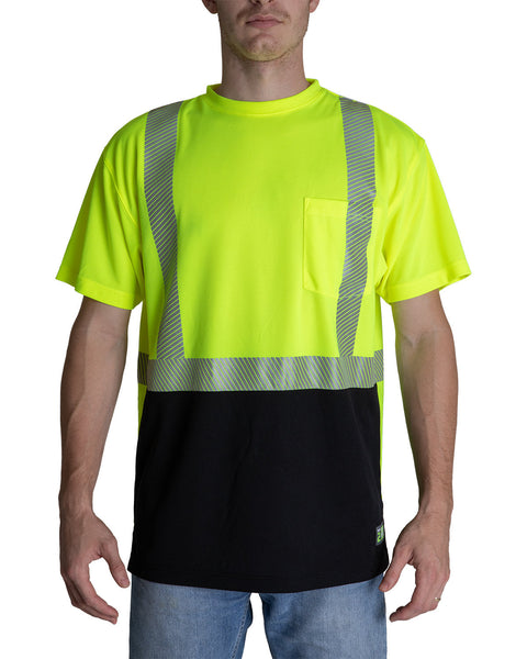 Berne HVK017 Unisex Hi-Vis Class 2 Color Blocked Pocket T-Shirt