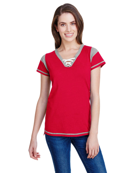 LAT LA3533 Ladies' Gameday Lace Up T-Shirt