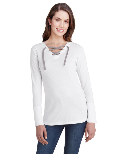 LAT LA3538 Ladies' Long Sleeve Fine Jersey Lace-Up T-Shirt