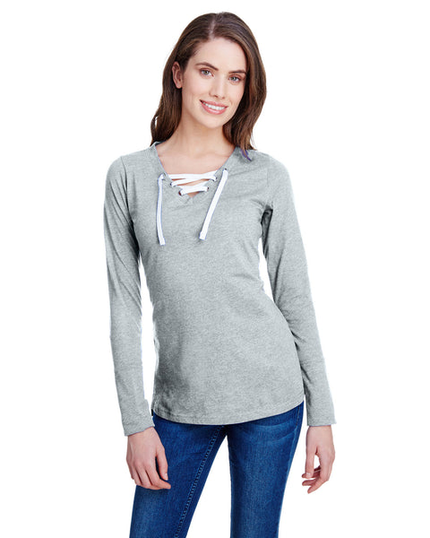 LAT LA3538 Ladies' Long Sleeve Fine Jersey Lace-Up T-Shirt