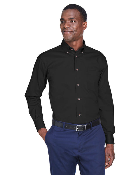 Harriton M500 - Camiseta de sarga de manga larga para hombre, mezcla fácil, con liberación de manchas