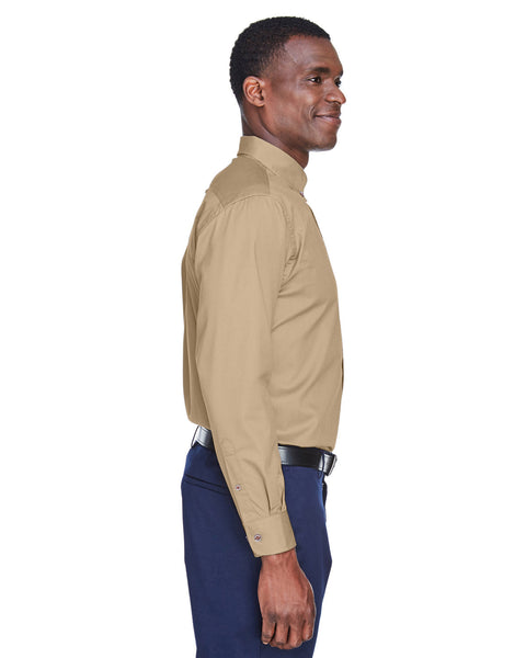 Harriton M500T Men's Tall Easy Blend Long-Sleeve Twill Shirt with Stain-Release