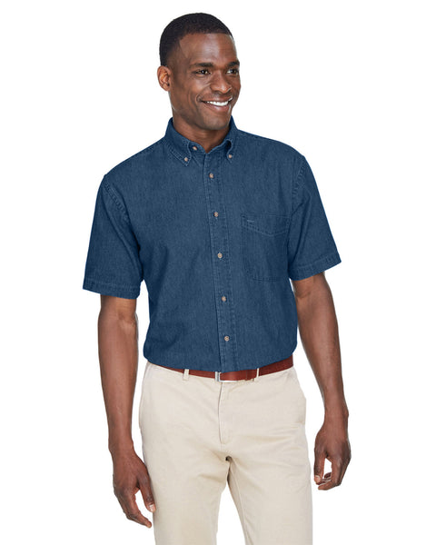 Harriton M550S Men's 6.5 oz. Short-Sleeve Denim Shirt