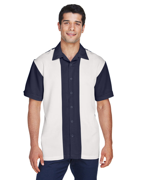 Harriton M575 - Camisa de campamento de cordón Bahama de dos tonos para hombre