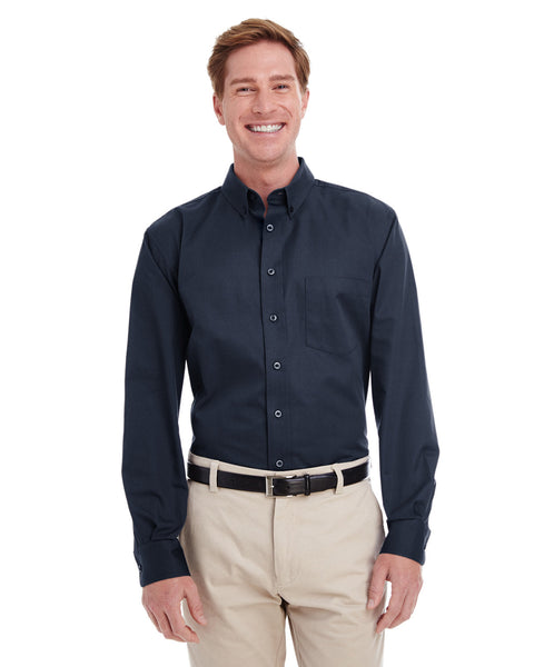 Harriton M581T Men's  Tall Foundation 100% Cotton Long-Sleeve Twill Shirt with Teflon