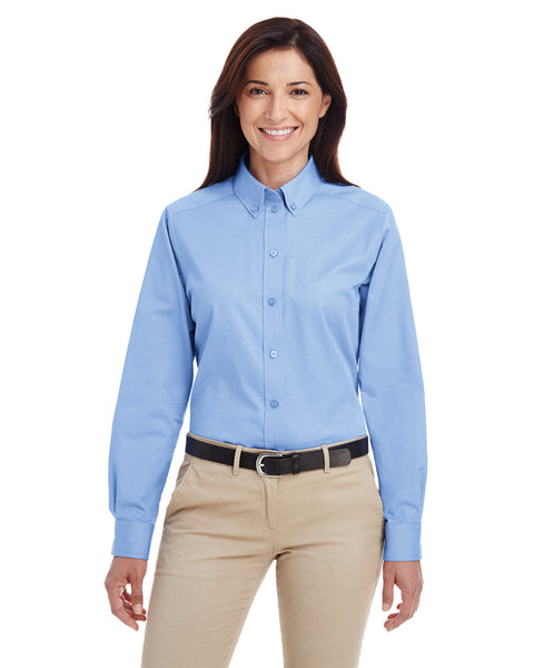 Harriton M581W Ladies' Foundation 100% Cotton Long-Sleeve Twill Shirt withTeflon