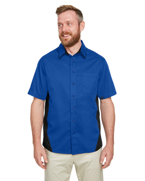 Harriton M586T - Camiseta de manga corta para hombre, diseño de bloques de colores, Flash alto