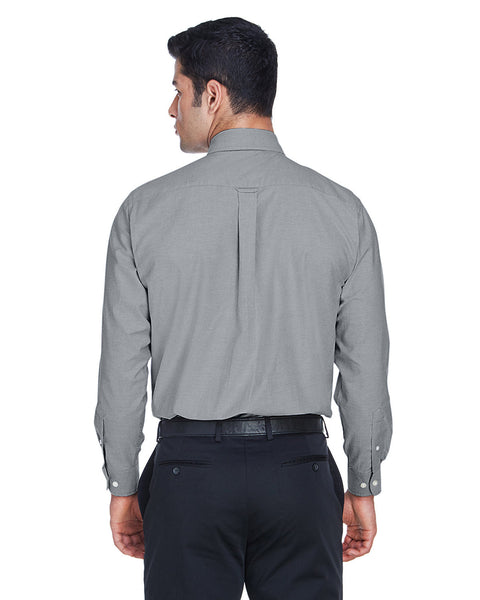 Harriton M600 Oxford de manga larga para hombre con antimanchas