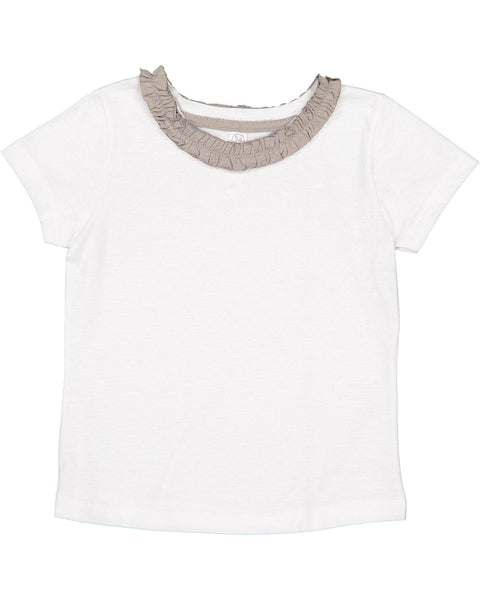 Rabbit Skins RS3329 Toddler Girls' Ruffle Neck T-Shirt