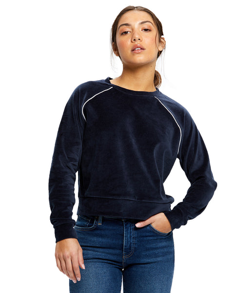 US Blanks US538 Ladies' Velour Long Sleeve Crop T-Shirt