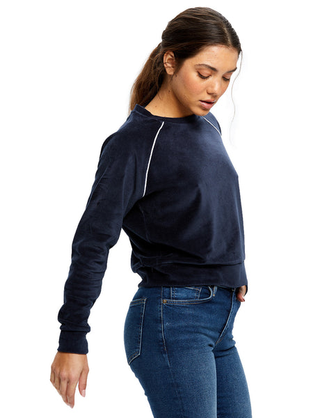 US Blanks US538 Ladies' Velour Long Sleeve Crop T-Shirt