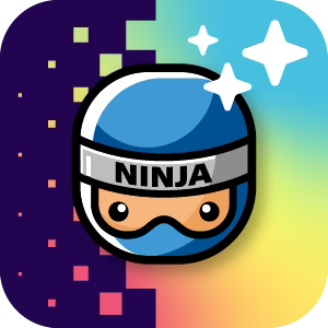 an icon of the ninja mascot on a colorful background